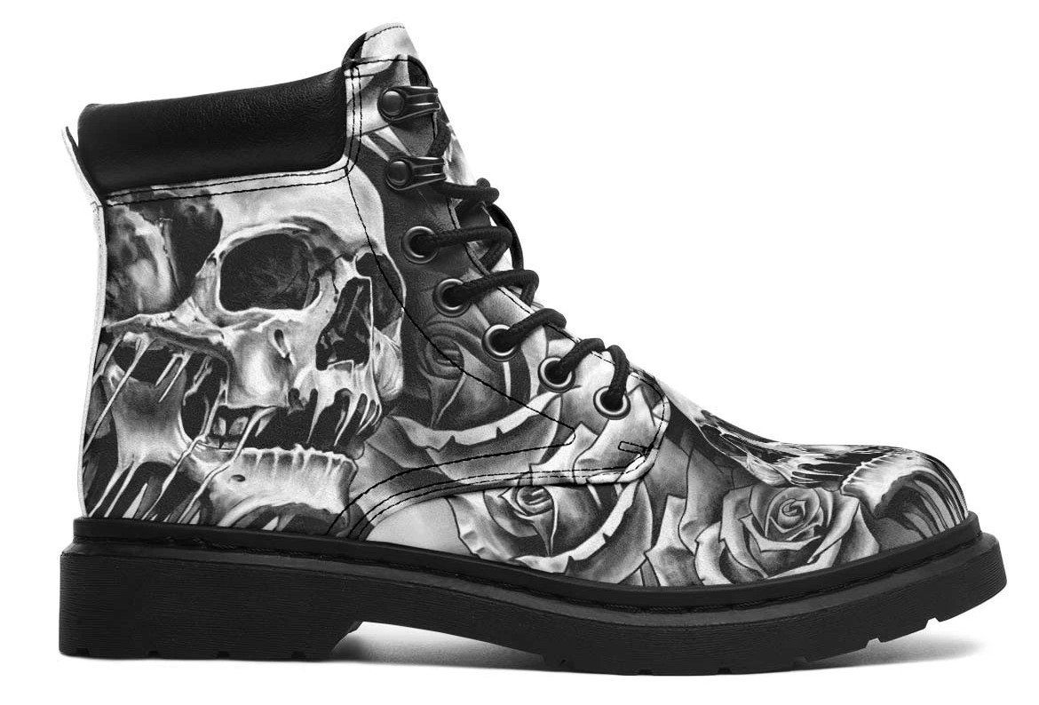 3D Skull Boots Grey Scary Skull