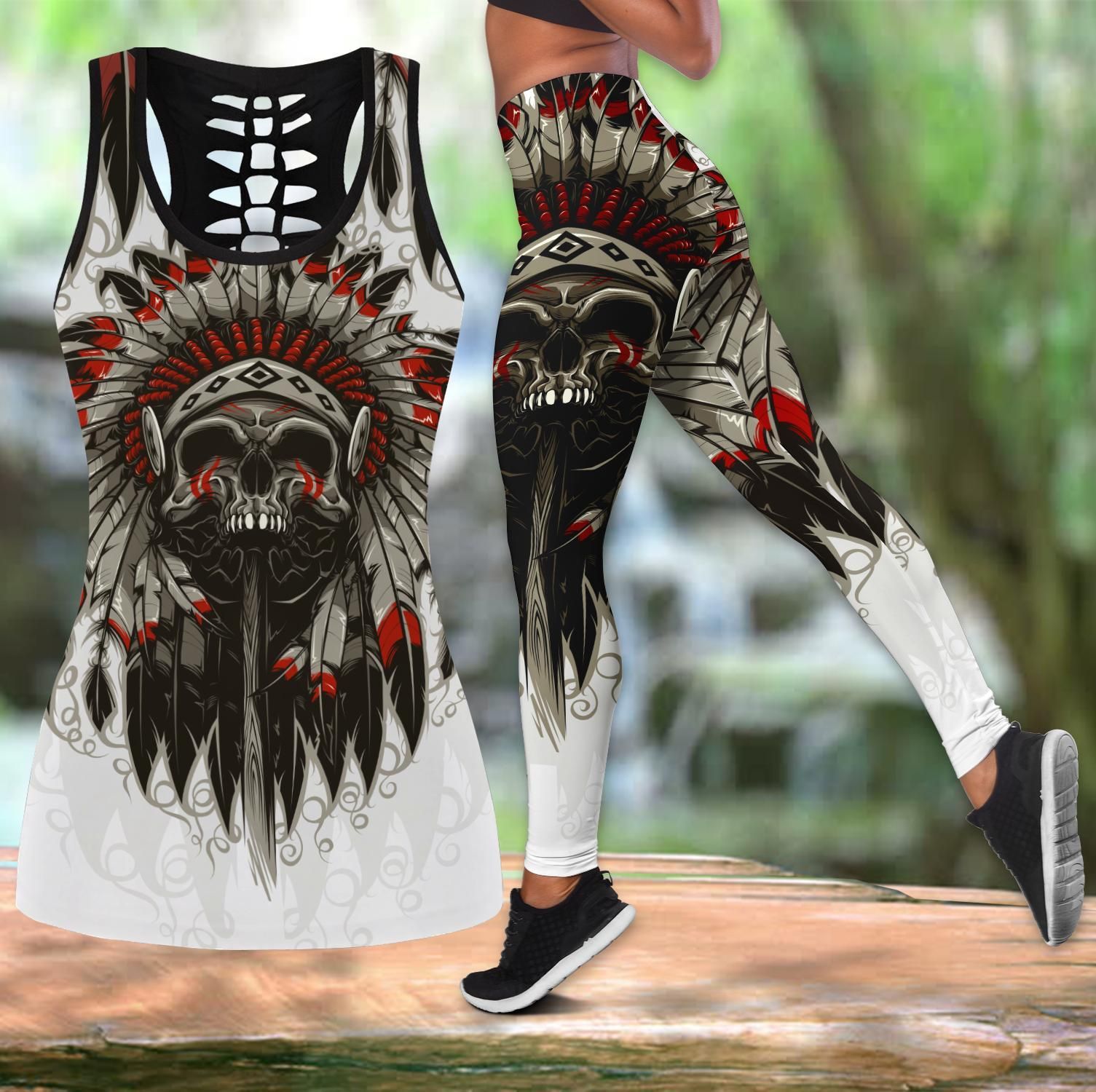 Skull Native tanktop & legging outfit for women PAN3DSET0092