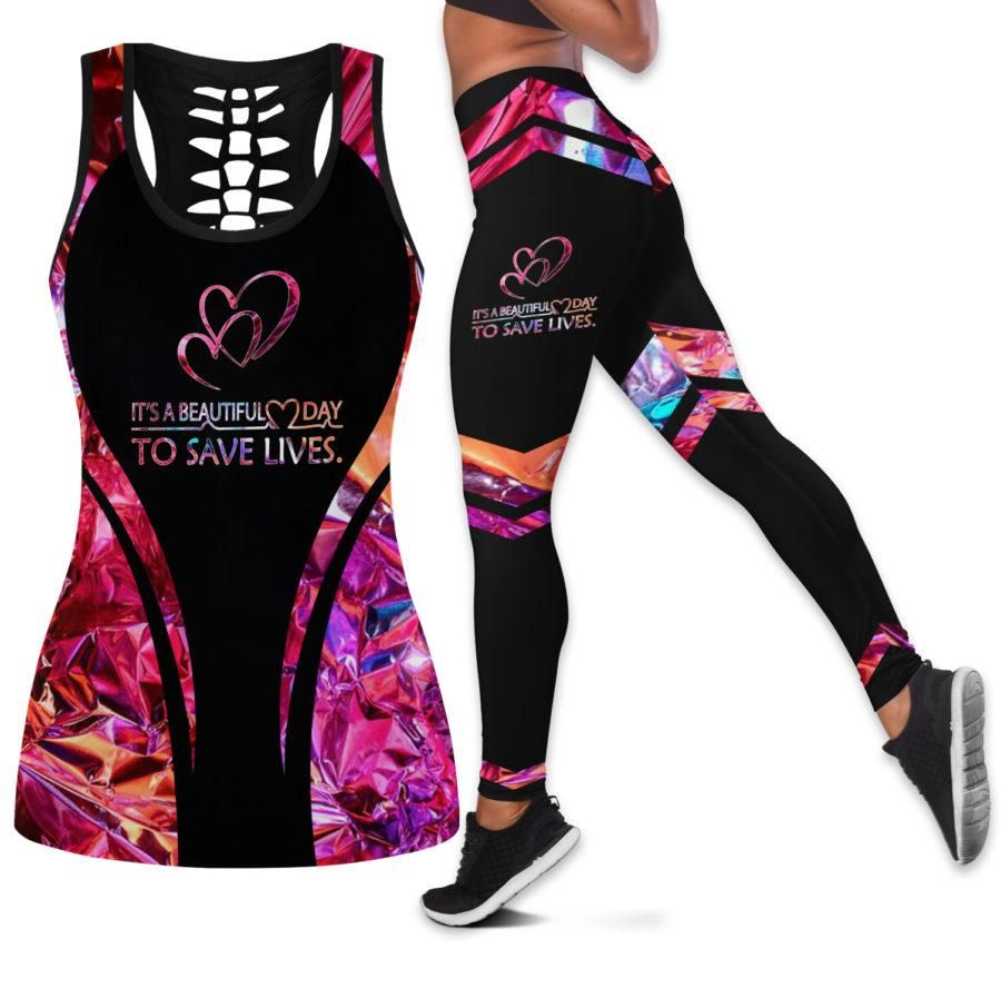 Nurse Healthcare Workers Beautiful Day To Save Lives Combo Tank + Legging TA062210