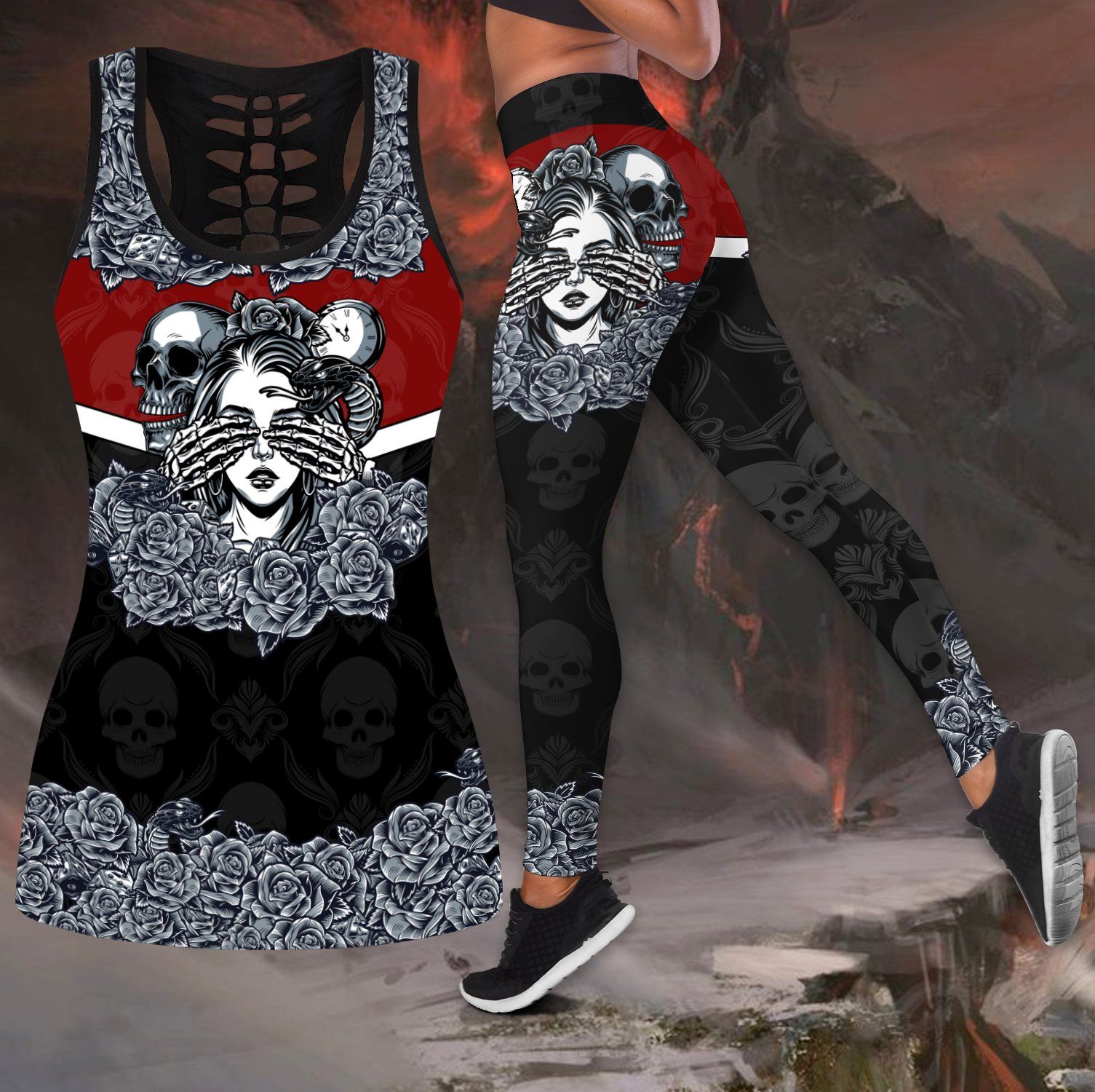 Love Skull and Tattoos tanktop & legging outfit for women