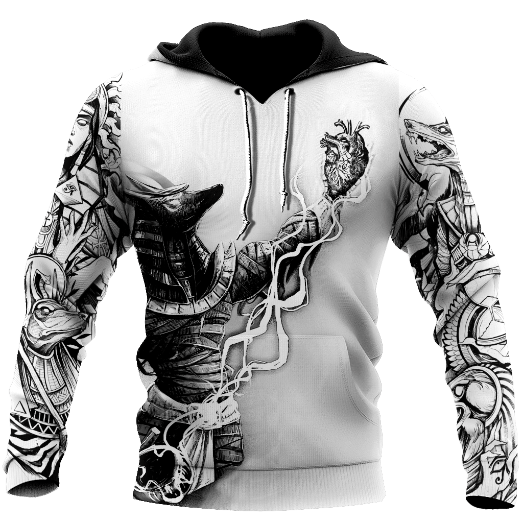 Ancient Egypt Anubis And Heart All 3D Over Printed Unisex Hoodie ML