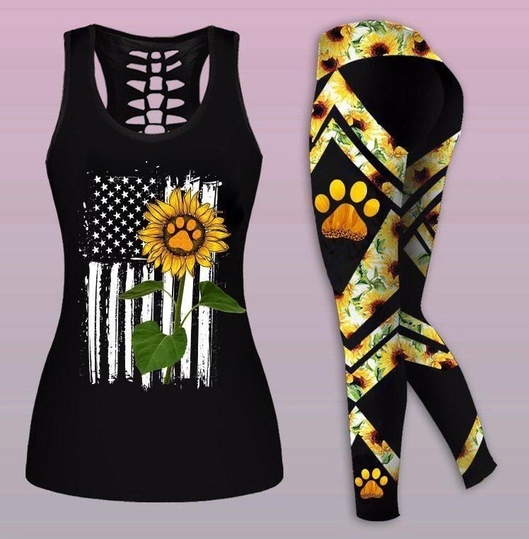 Sunflower Dog Mom Tank Top And Legging Mother's Day Gift For Women