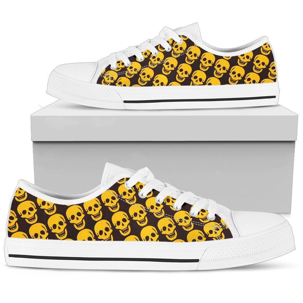 Yellow skull patern low top shoes PL18032023
