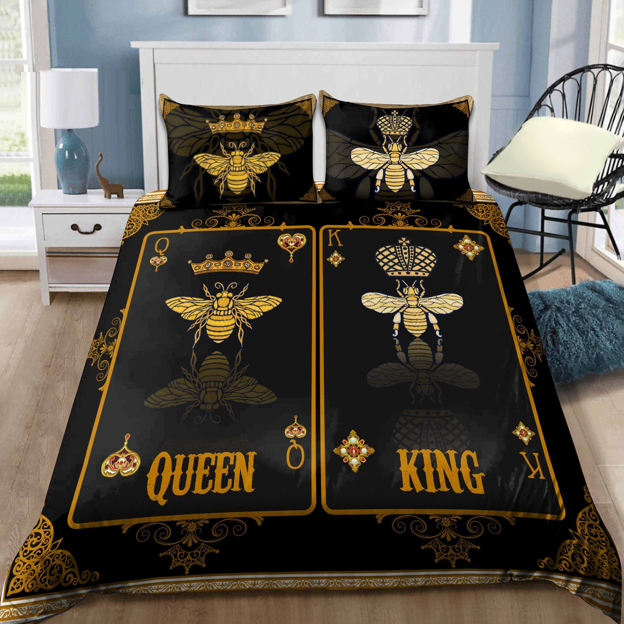 King And Queen Bee Poker Bedding Set MEI PANBED0017