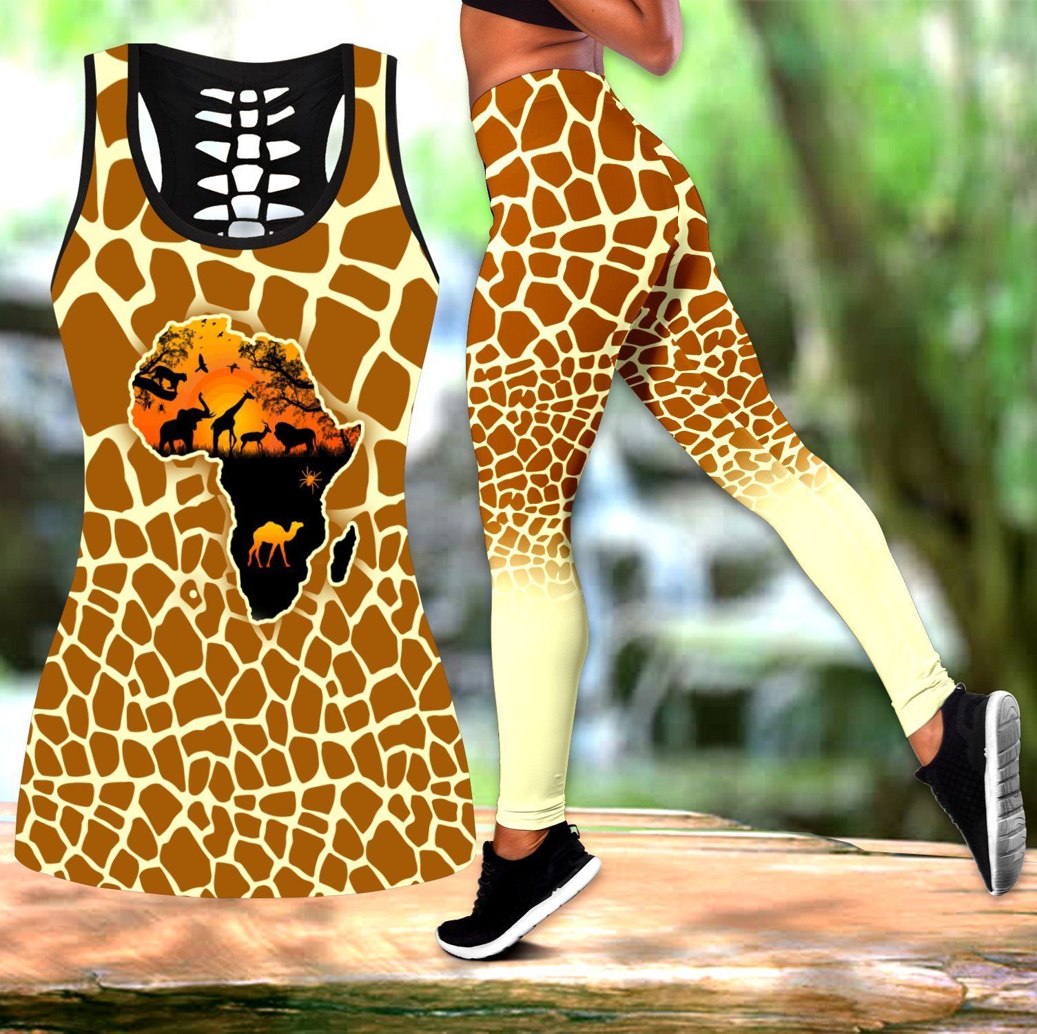 African Traditional Pattern 3D Over Printed Legging & Tank top ML
