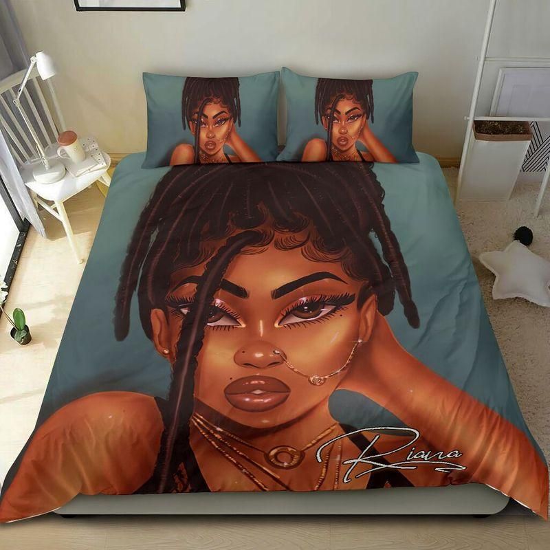 Personalized Nostril Black Girl African Custom Name Duvet Cover Bedding Set