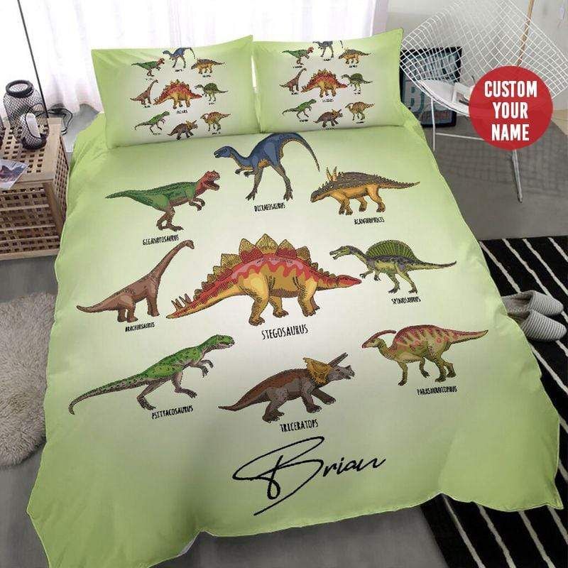 Personalized Dinosaurs Duvet Cover Bedding Set With Your Name