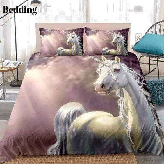 Pink Unicorn Life-Like Duvet Cover Bedding Set