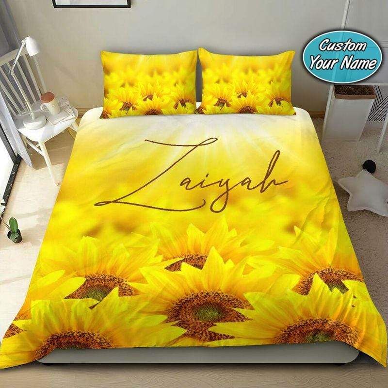 Personalized Sunflower Field Custom Duvet Cover Bedding Set With Your Name