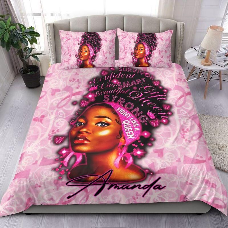 Personalized Fight Like A Queen Black Woman Wrap Head Duvet Cover Bedding Set With Your Name