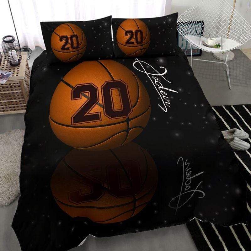 Personalized Basketball Shadow Custom Duvet Cover Bedding Set With Your Name