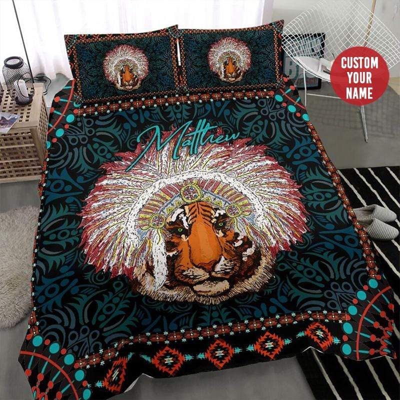 Personalized Tiger Native Custom Name Duvet Cover Bedding Set