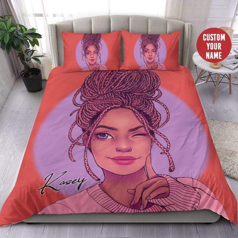 Personalized Black Girl Love Life Custom Name Duvet Cover Bedding Set