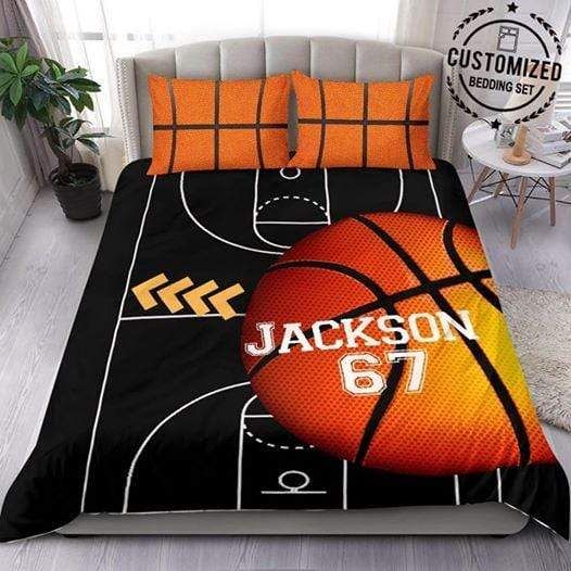Personalized Basketball Yard Black Custom Name Duvet Cover Bedding Set