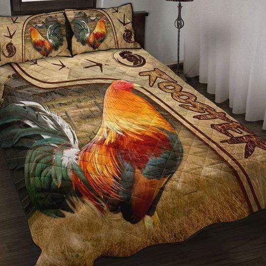 Amazing Rooster On Beautiful Farm Quilt Set