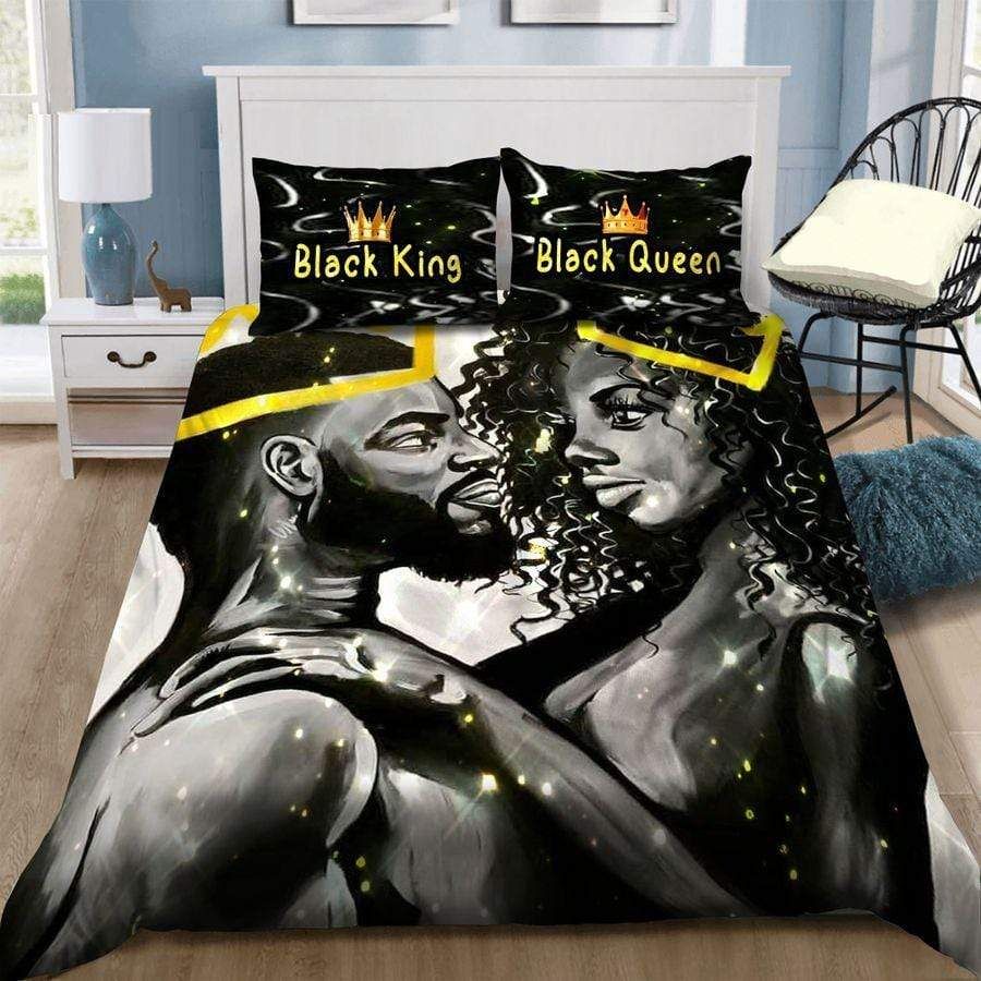 Black Couple Crown Duvet Cover Bedding Set