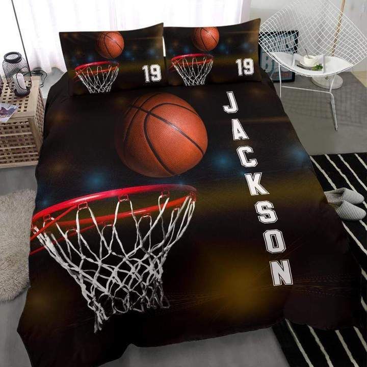 Personalized Basketball Hoop Custom Duvet Cover Bedding Set With Your Name