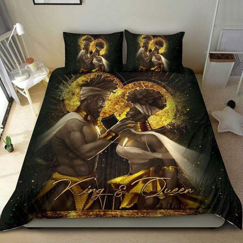 Personalized Black Couple Gold Custom Name Duvet Cover Bedding Set
