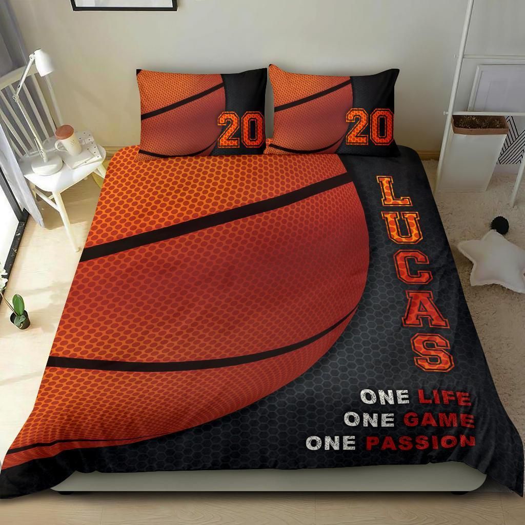Personalized One Game One Life One Passion Basketball Custom Name Duvet Cover Bedding Set