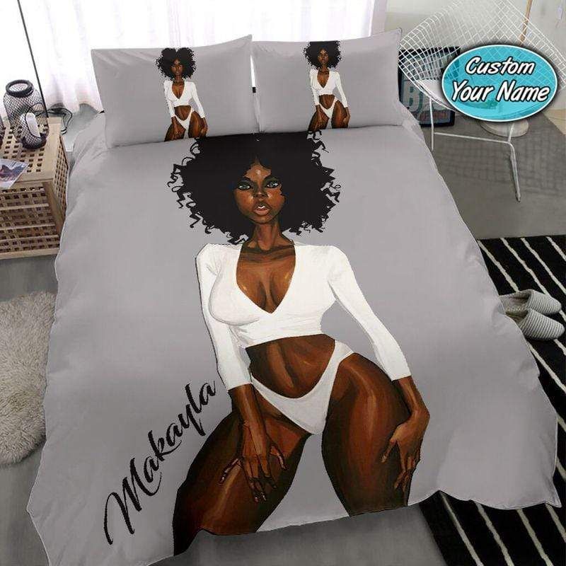 Personalized Sassy Black Woman Custom Name Duvet Cover Bedding Set