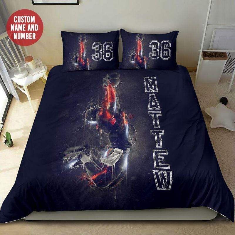 Personalized Football American Player Keep The Ball Duvet Cover Bedding Set With Your Name