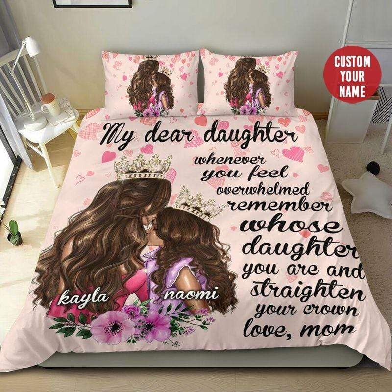 Personalized Black Queen Mom & Daughter Custom Name Duvet Cover Bedding Set
