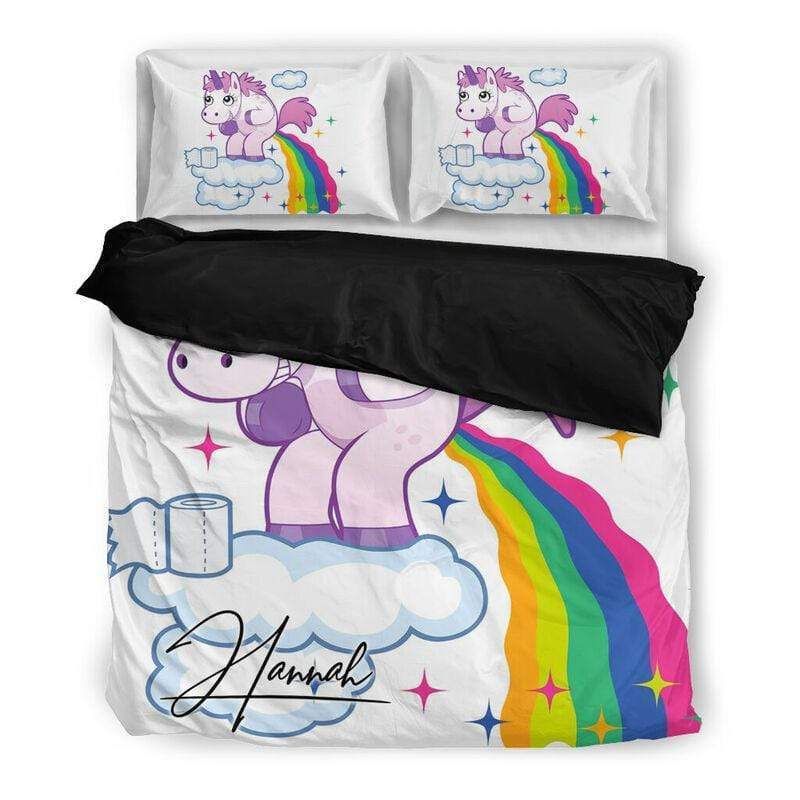 Personalized Custom Ambesonne Funny Unicorn Duvet Cover Bedding Set With Name