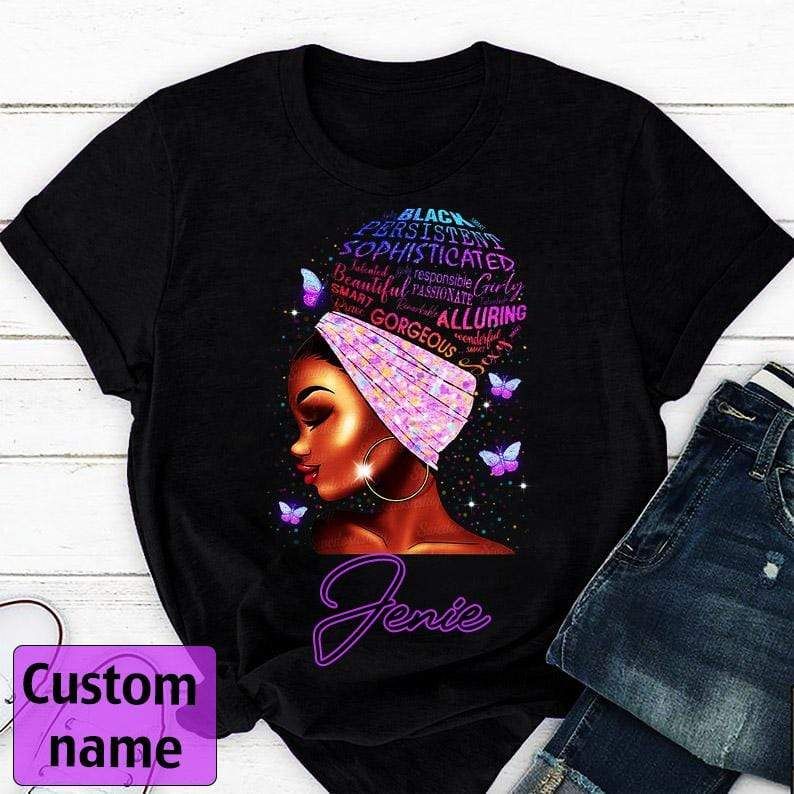 Personalized Butterfly Black Girl Brave Purple Custom Name Shirt