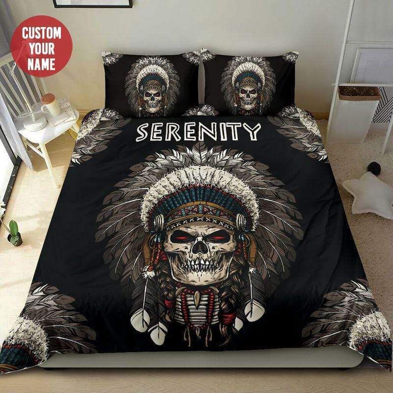 Personalized Native Skull Custom Name Duvet Cover Bedding Set