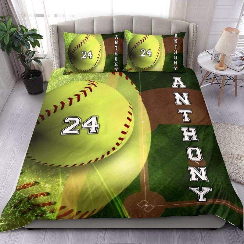 Personalized Softball Ball Field Custom Name Duvet Cover Bedding Set