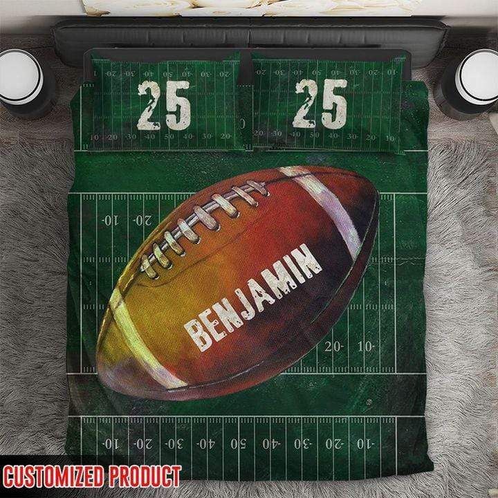 Personalized Custom Name American Football Field Duvet Cover Bedding Set