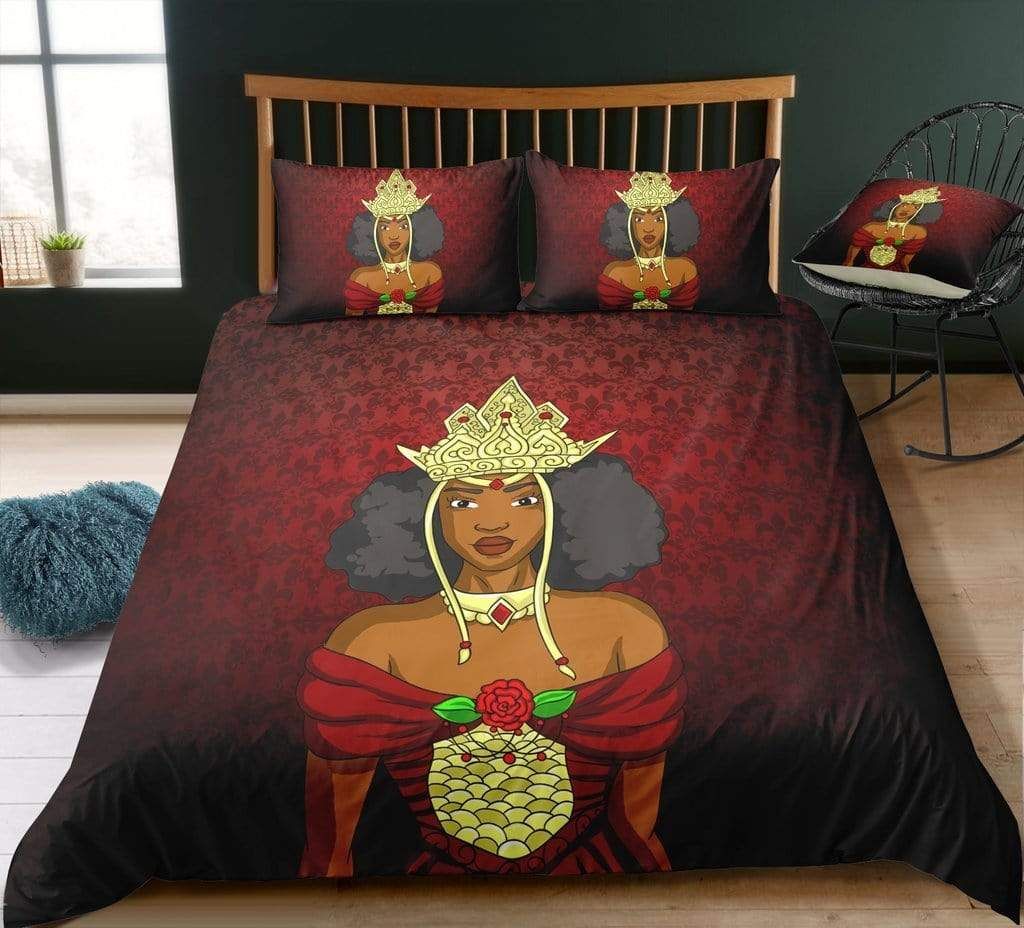 Queen Black Girl African Duvet Cover Bedding Set