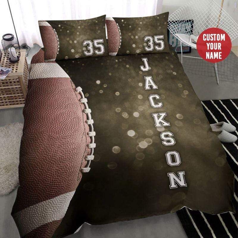 Personalized Football Ball Custom Duvet Cover Bedding Set With Your Name And Number