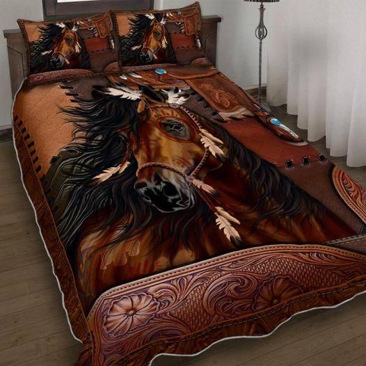 Amazing Strong Native Horse Quilt Set