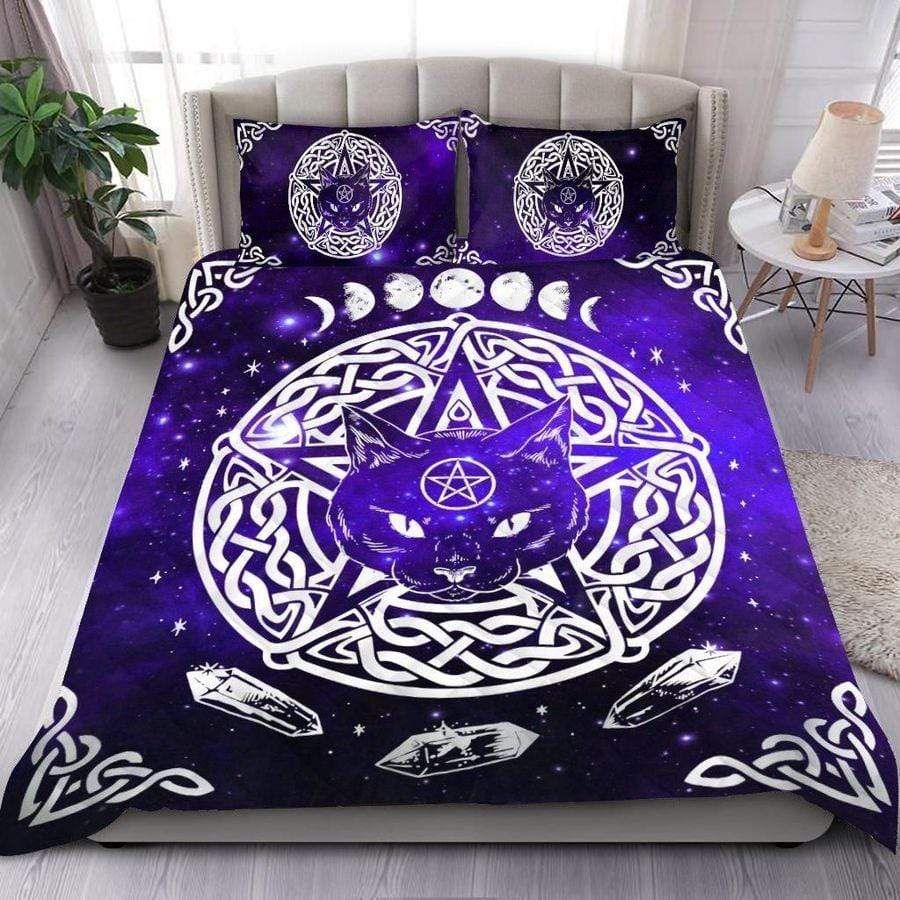 Wicca Purple Wiccan Cat Duvet Cover Bedding Set