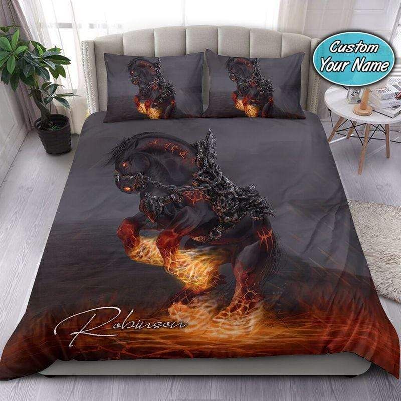 Personalized The Fire Horse Is Tied Custom Duvet Cover Bedding Set With Your Name