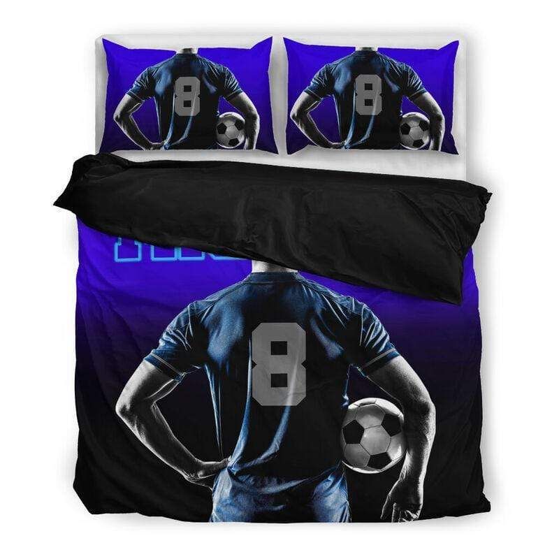 Personalized Soccer Player Custom Duvet Cover Bedding Set