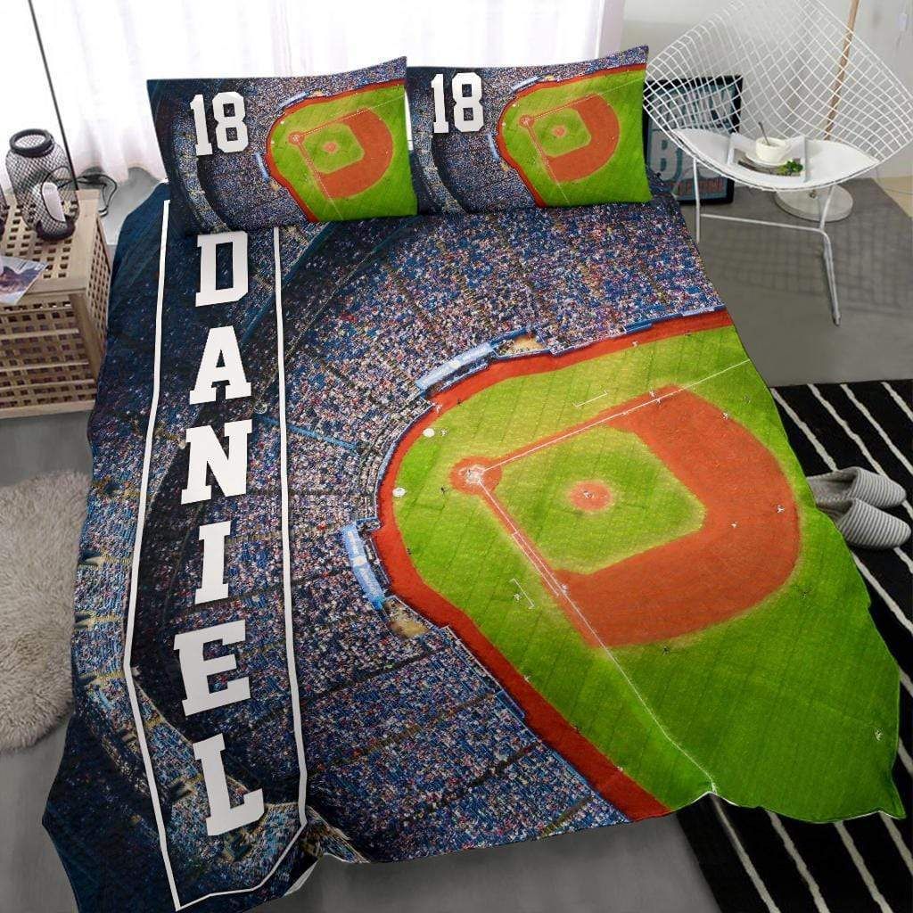 Personalized Baseball Stadium Custom Duvet Cover Bedding Set With Your Name