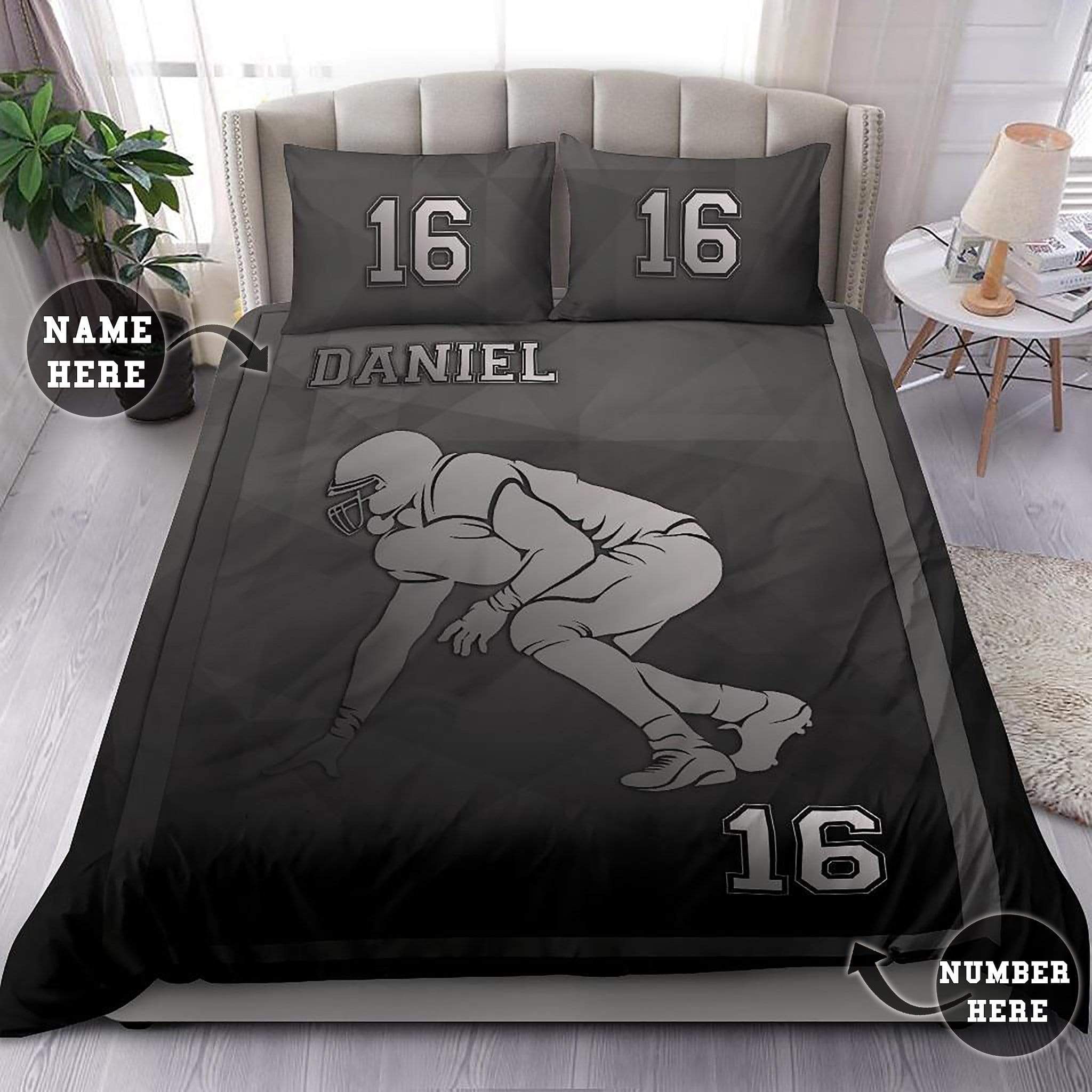 Personalized Enthusiasm Football Player Steel Custom Duvet Cover Bedding Set With Your Name
