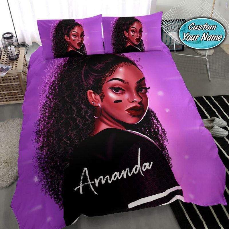 Personalized Black Girl Dope Custom Name Duvet Cover Bedding Set