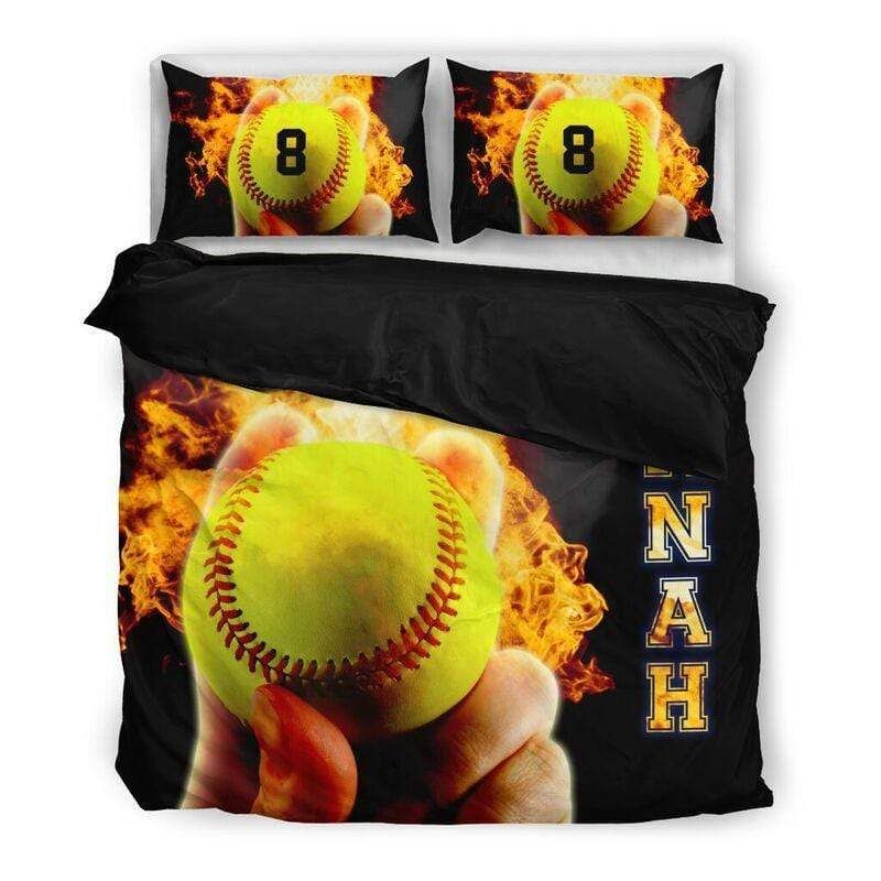 Personalized Softball Hand Grips Custom Duvet Cover Bedding Set With Your Name