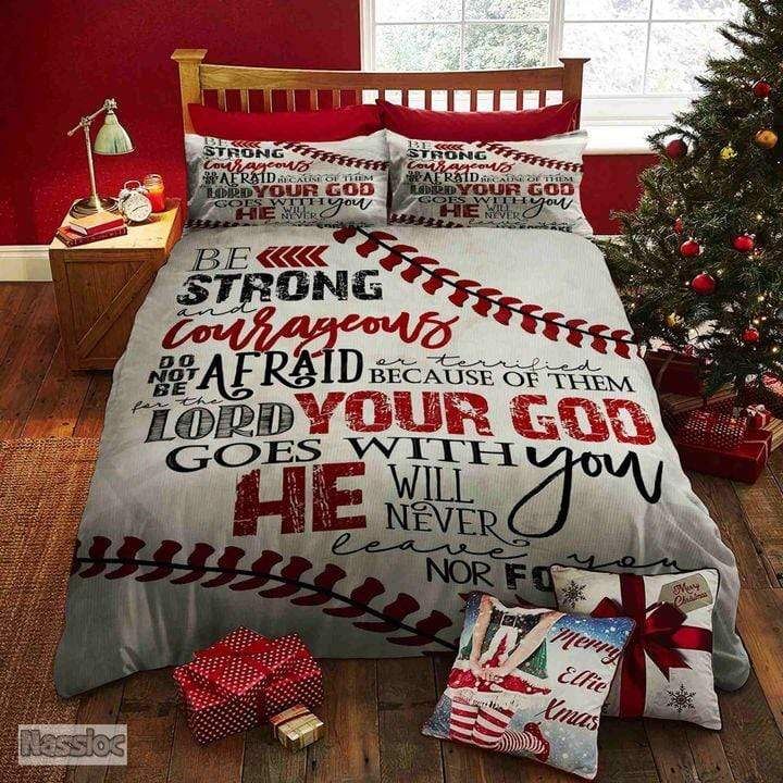 Be Strong And Courageous Baseball Duvet Cover Bedding Set