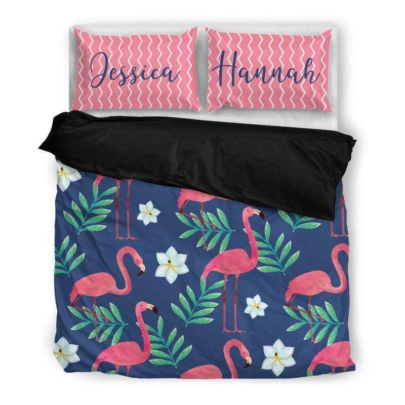 Personalized Flamingo Pattern Custom Duvet Cover Bedding Set With Name
