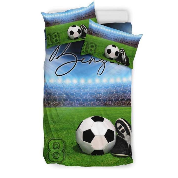 Personalized Soccer Ball And Shoe Custom Duvet Cover Bedding Set With Your Name