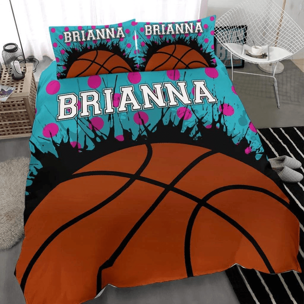 Personalized Basketball Custom Duvet Cover Bedding Set Polka Dots With Your Name
