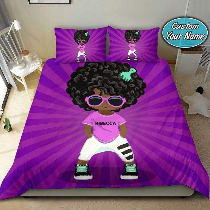 Personalized Cool Black Kid Wear Sunglasses African Custom Name Duvet Cover Bedding Set