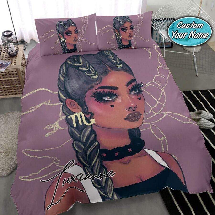 Personalized Black Scorpios Girl Custom Name Duvet Cover Bedding Set