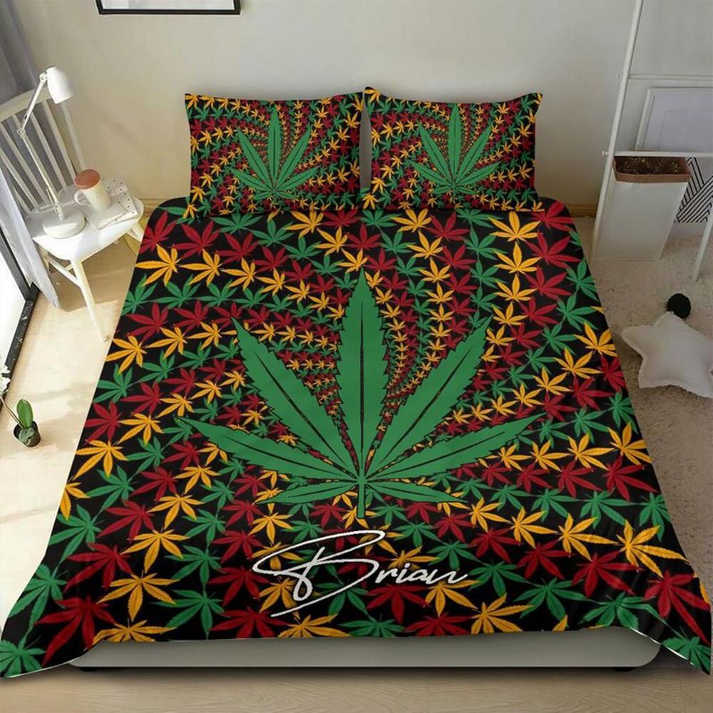 Personalized African Color Weed Custom Name Duvet Cover Bedding Set