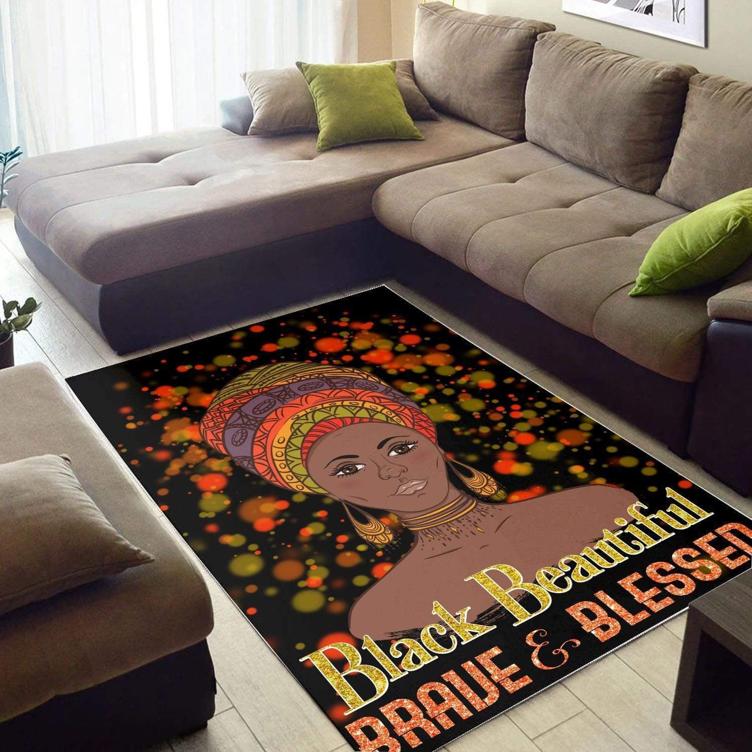 Black Beautiful Brave And Blessed Black Woman Rectangle Rug