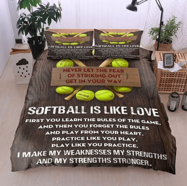 Softball Is Like Love Duvet Cover Bedding Set